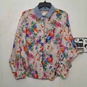 Pearls By Aratta Floral Button Shirt Size Medium